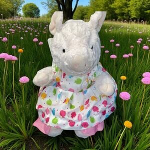 Mary Meyer Pig Plush Angel Wings Floral Dress Stuffed Toy 10" Valentines Gift
